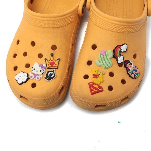 CROCS Clogs & Charms Mustard Yellow Gardening Outdoors Casual Hello Kitty Pooh - Picture 6 of 12